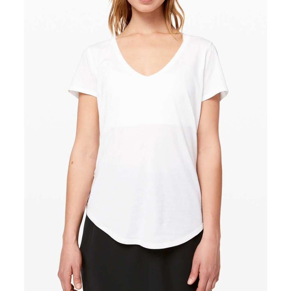 lululemon athletica White Short Sleeve V-Neck Tee